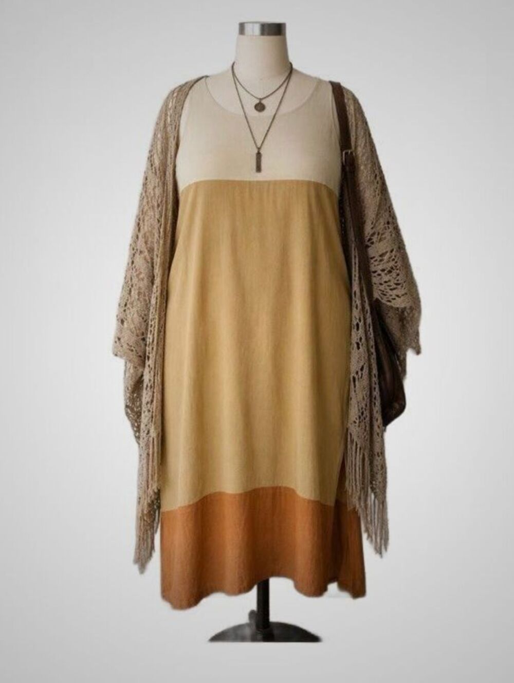 100% silk 90's vintage Slip Over midi dress fall colors Colorblock Minimalist 16